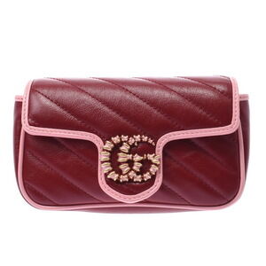 Gucci GG Marmont Super Bag Bordeaux Pink Leather Shoulder
